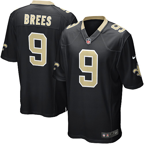 Youth Elite Drew Brees Nike Jersey Black Home - #9 NFL New Orleans Saints